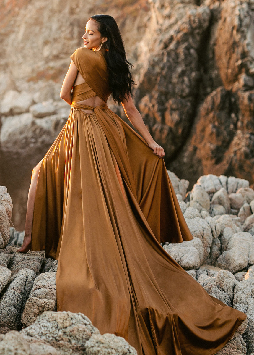 June Impact Dress in Dark Honey