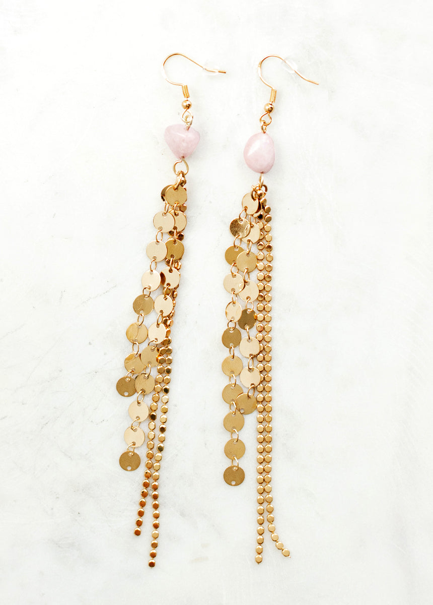 Sagitta Earrings in Rose Quartz