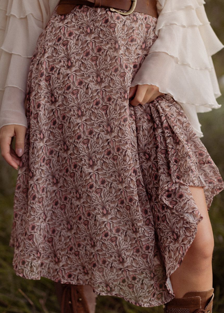 Sana Skirt in Vine Floral Print