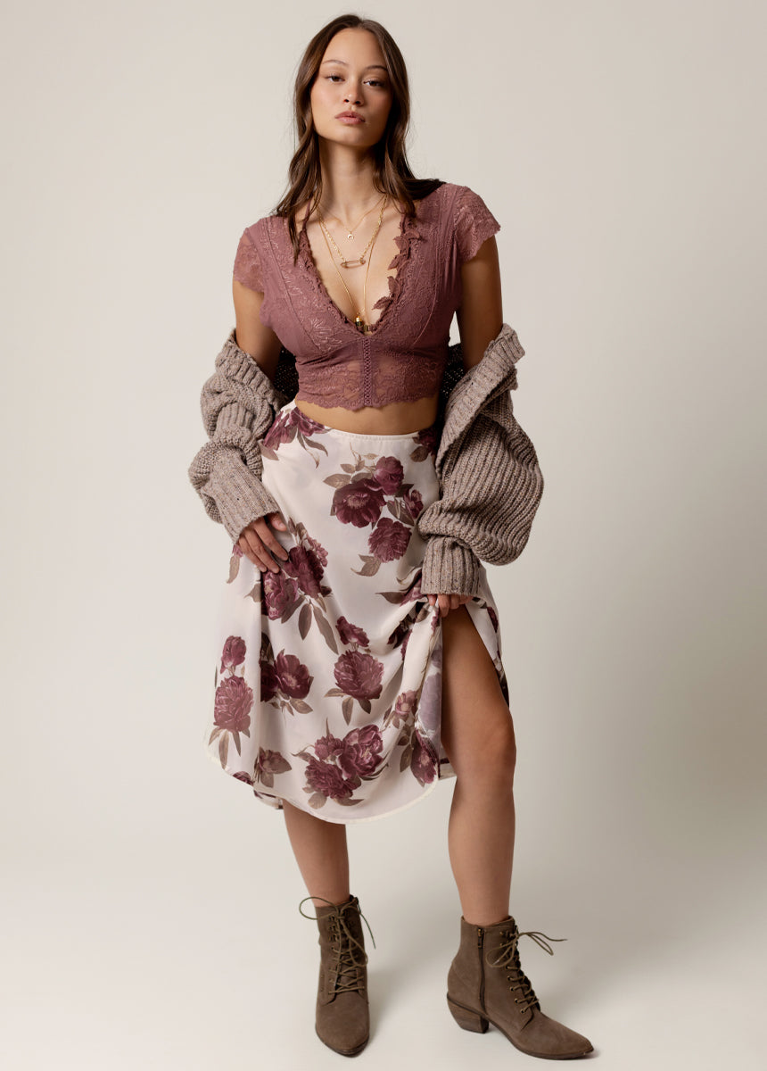 Sana Skirt in Large Cream Floral