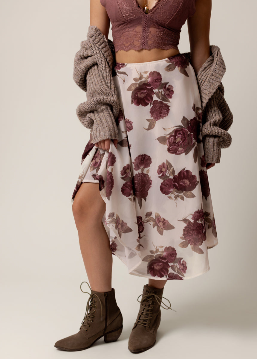 Sana Skirt in Large Cream Floral