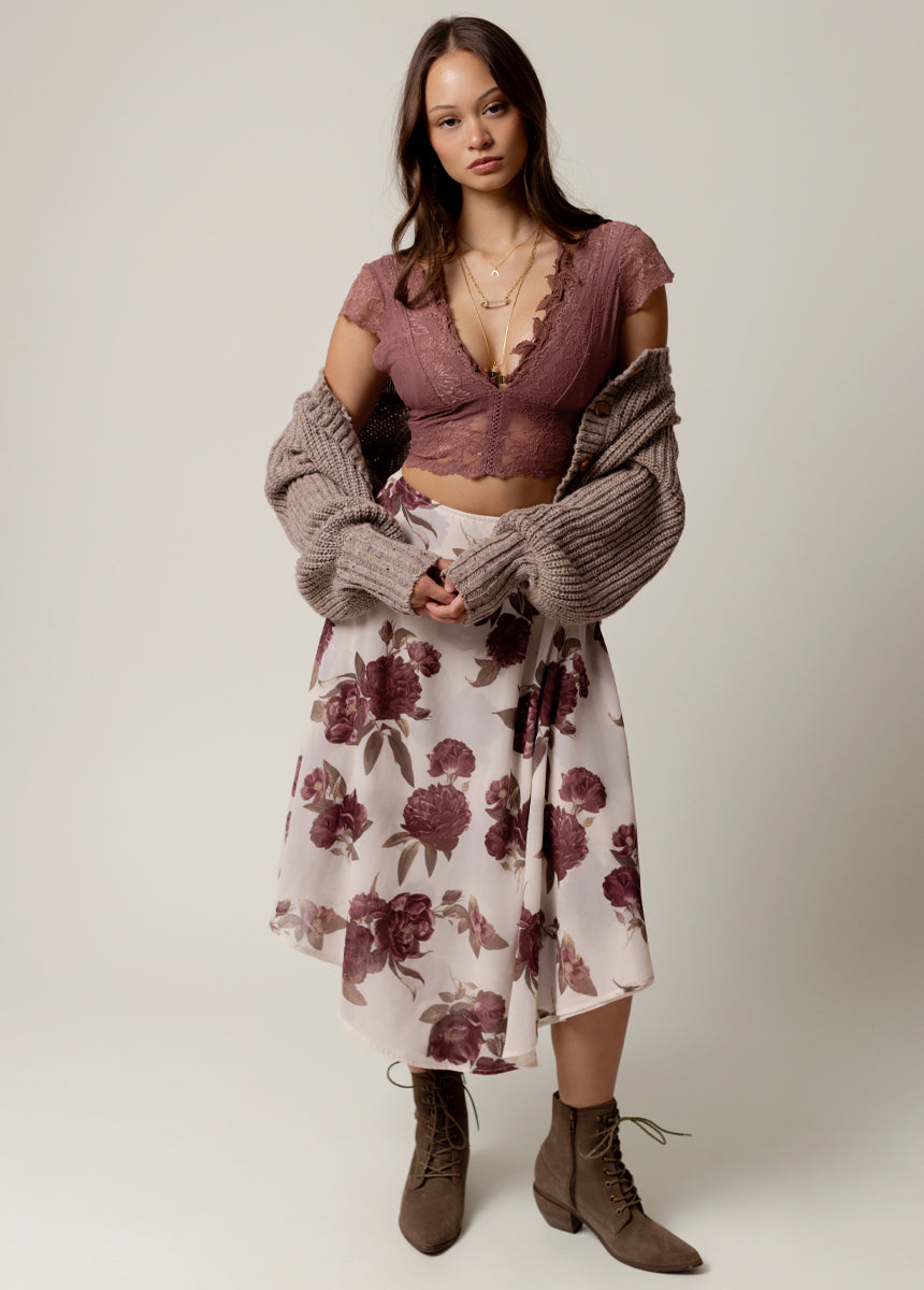 Sana Skirt in Large Cream Floral