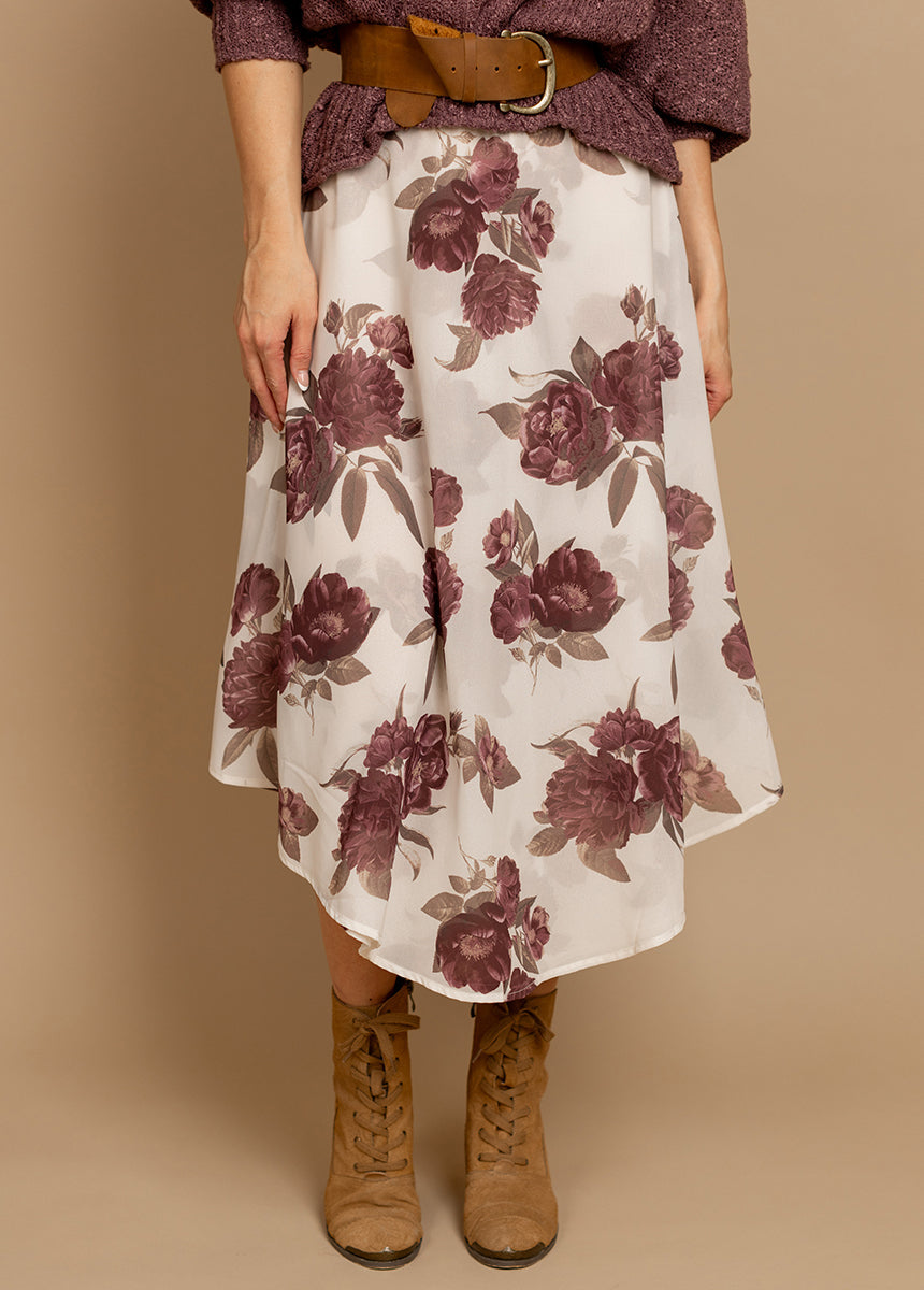 Sana Skirt in Large Cream Floral