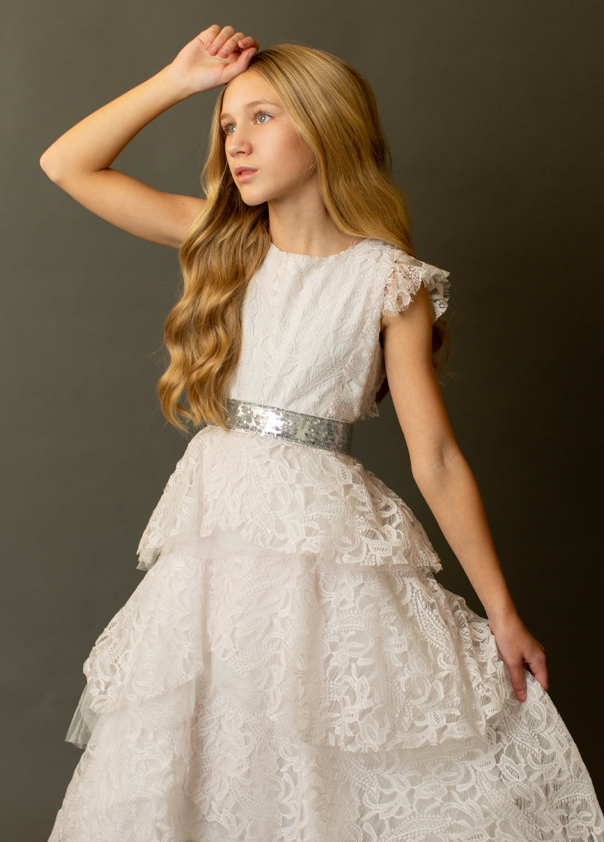 Molly Sequin Belt in Silver