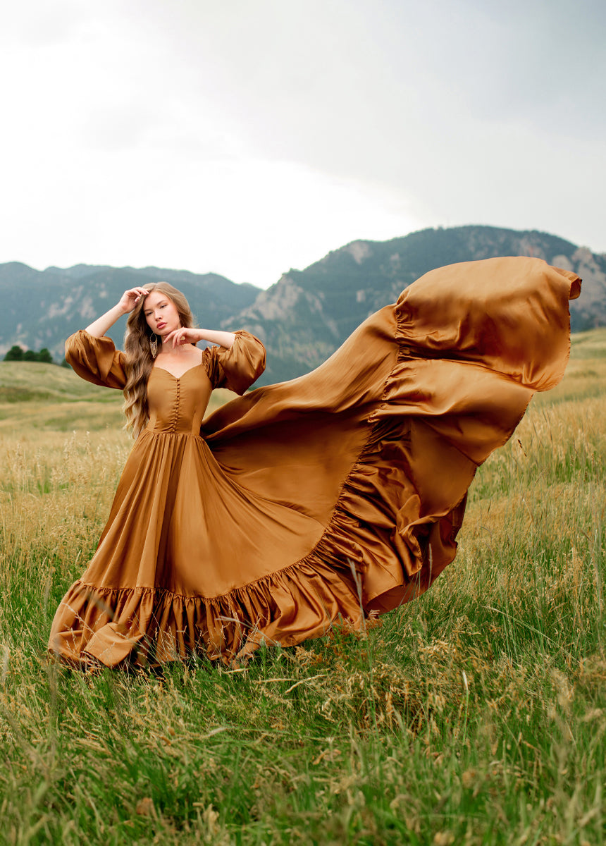 Lorna Impact Dress in Dark Honey