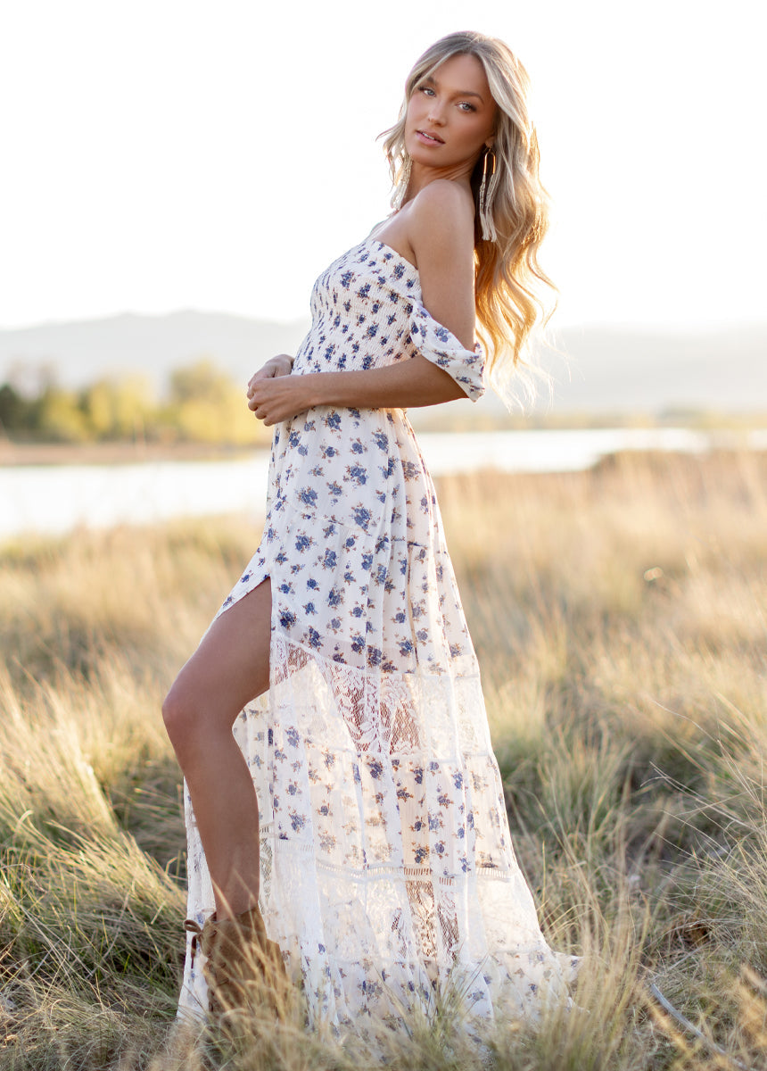 Sirena Dress in Cream Ditsy Floral