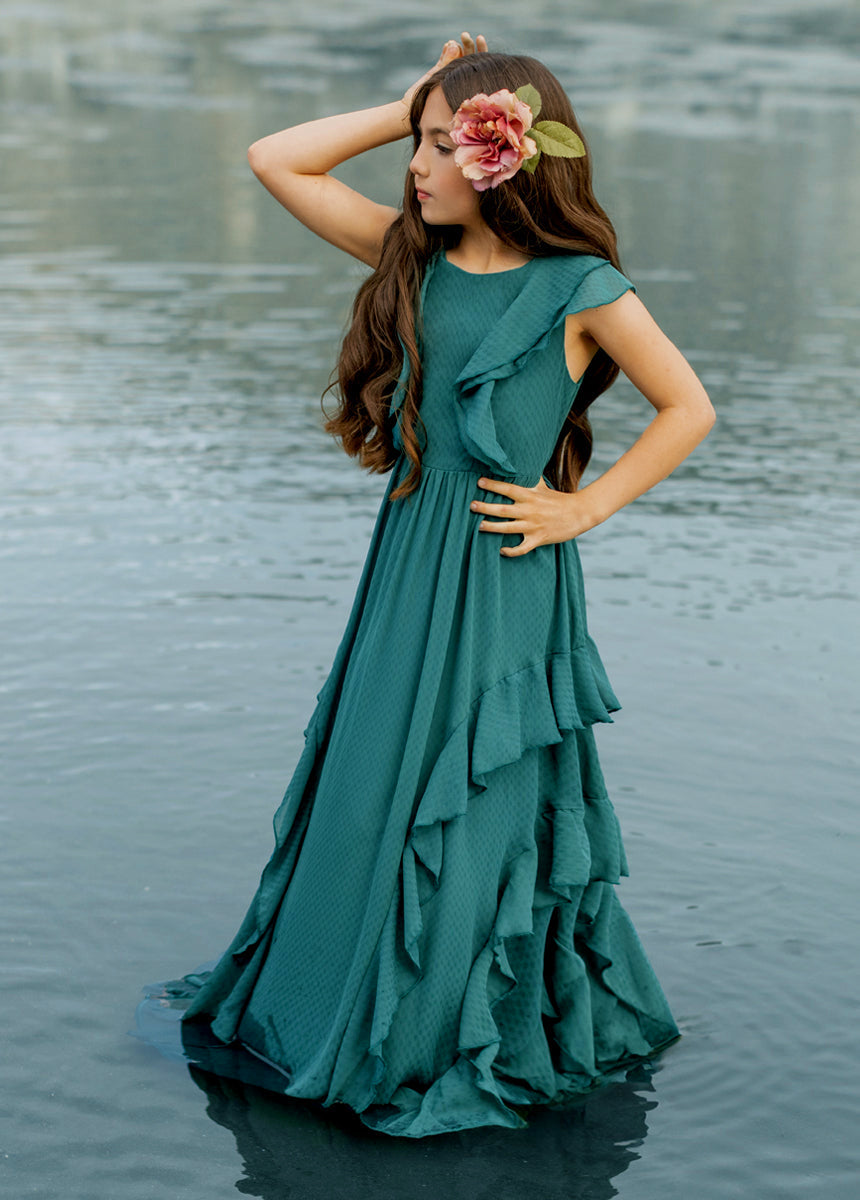 Sylviane Dress in Ocean Green