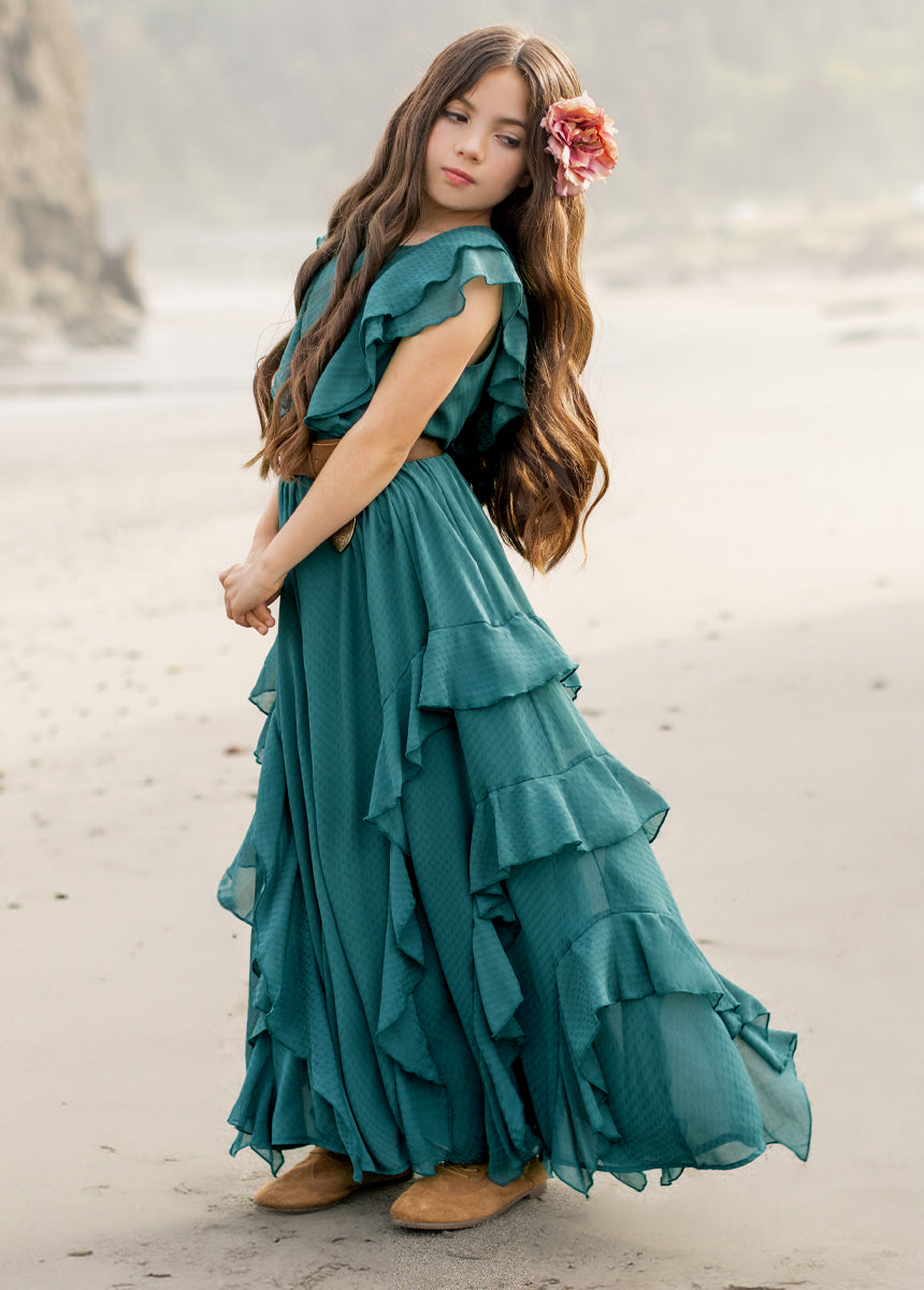 Sylviane Dress in Ocean Green