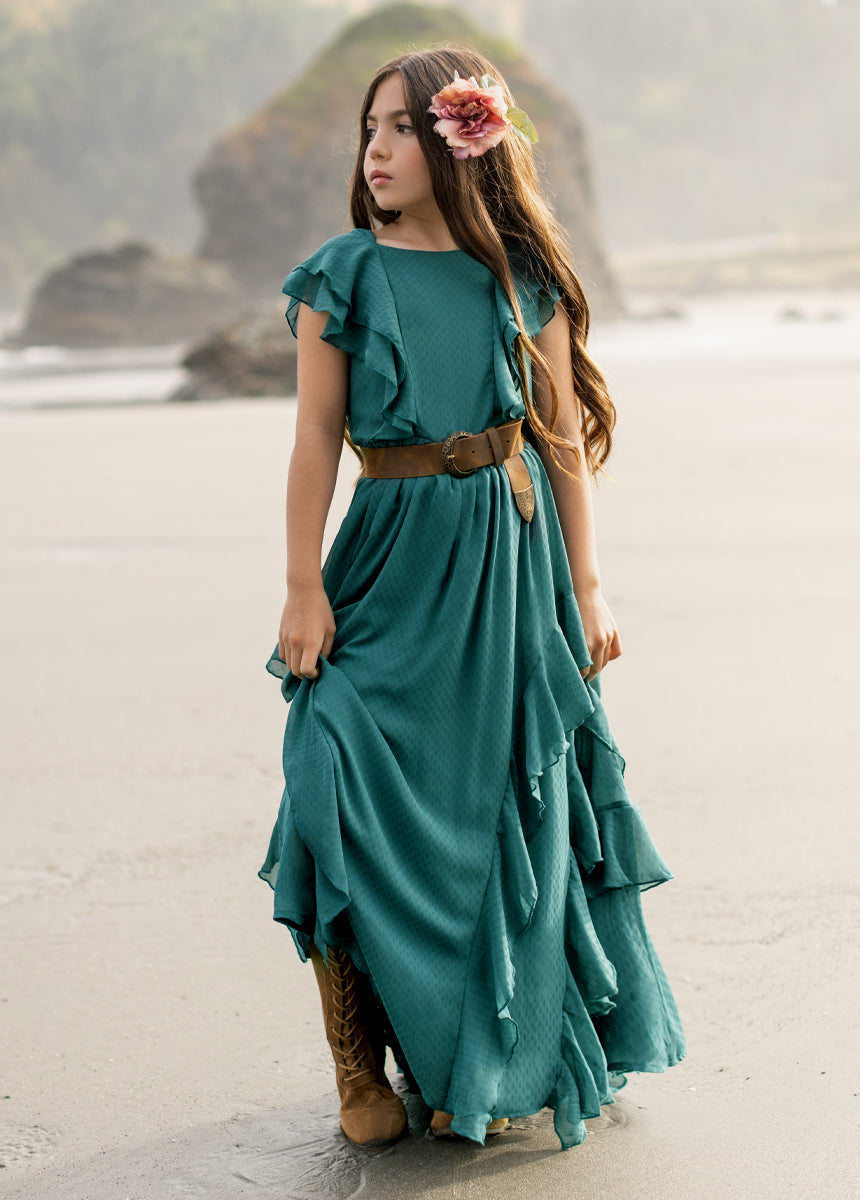 Sylviane Dress in Ocean Green