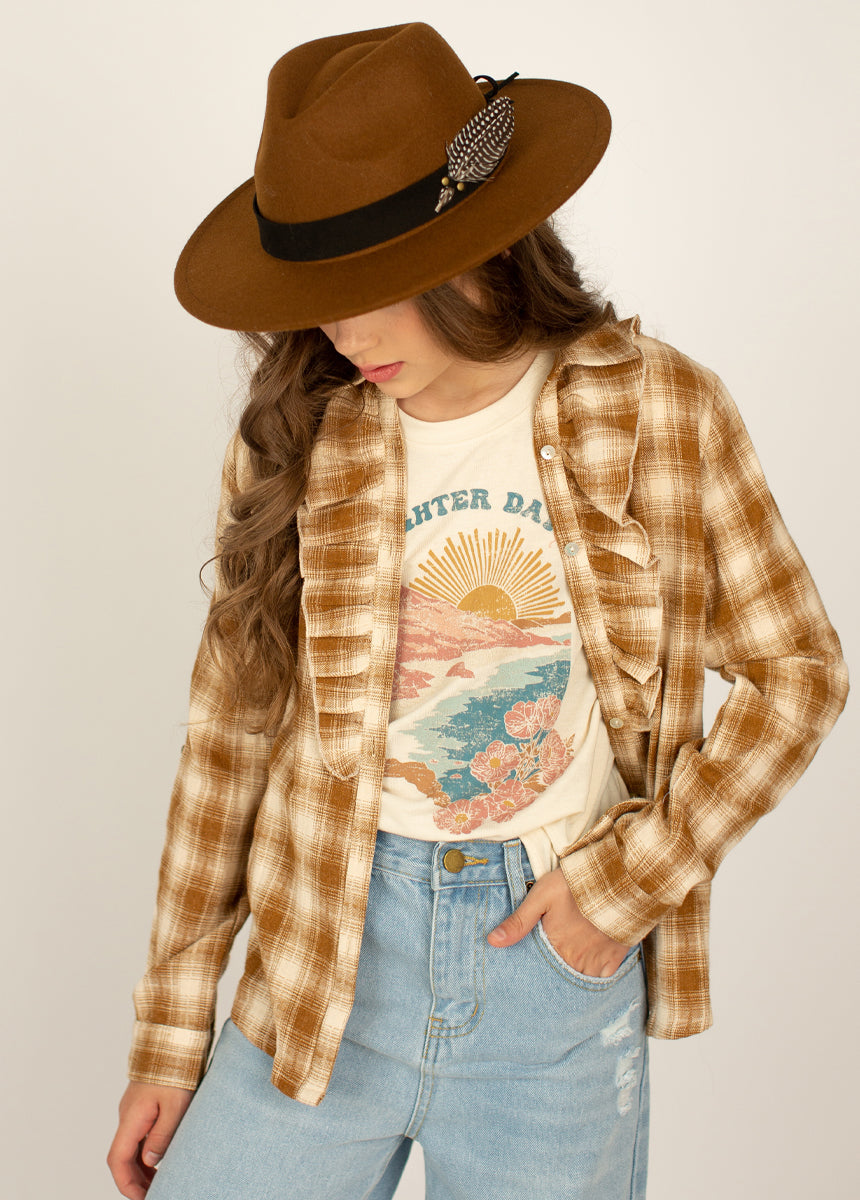 Taylor Top in Ochre Plaid