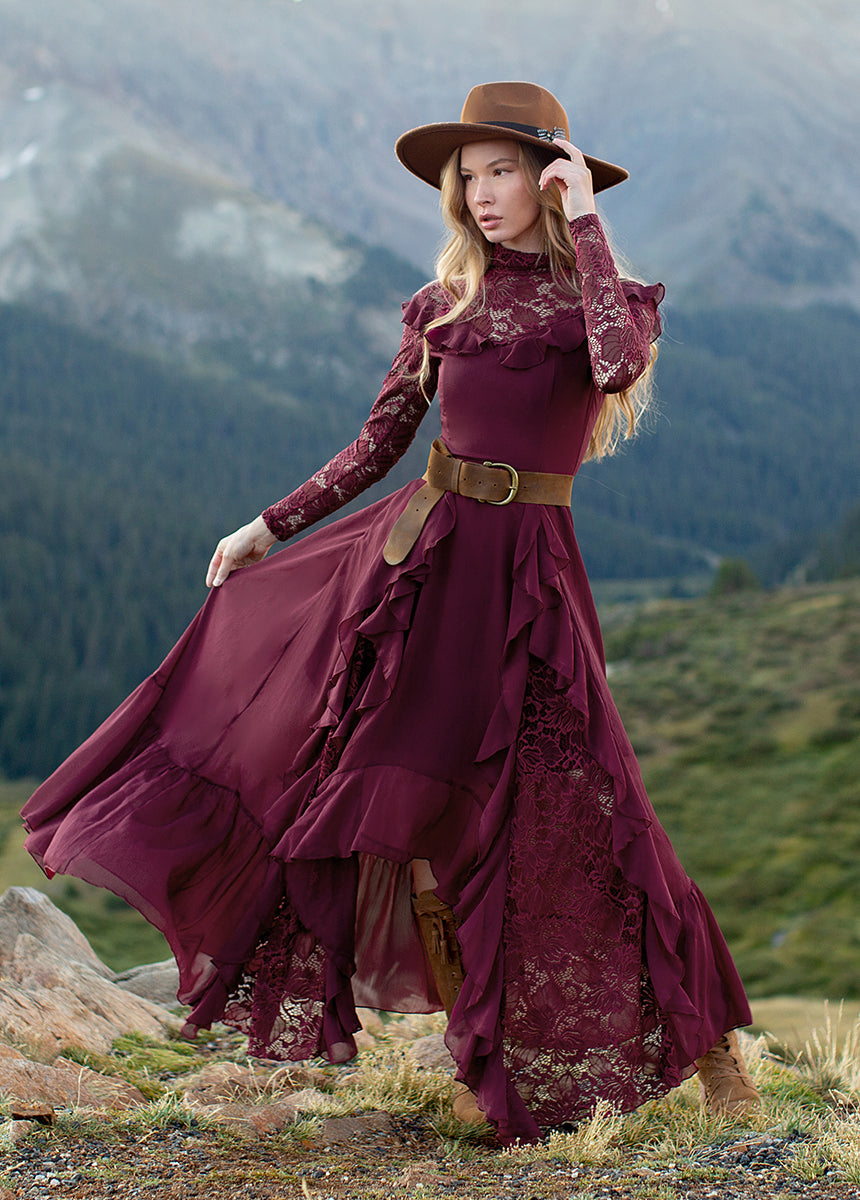 Sveta Maxi Dress in Oxblood