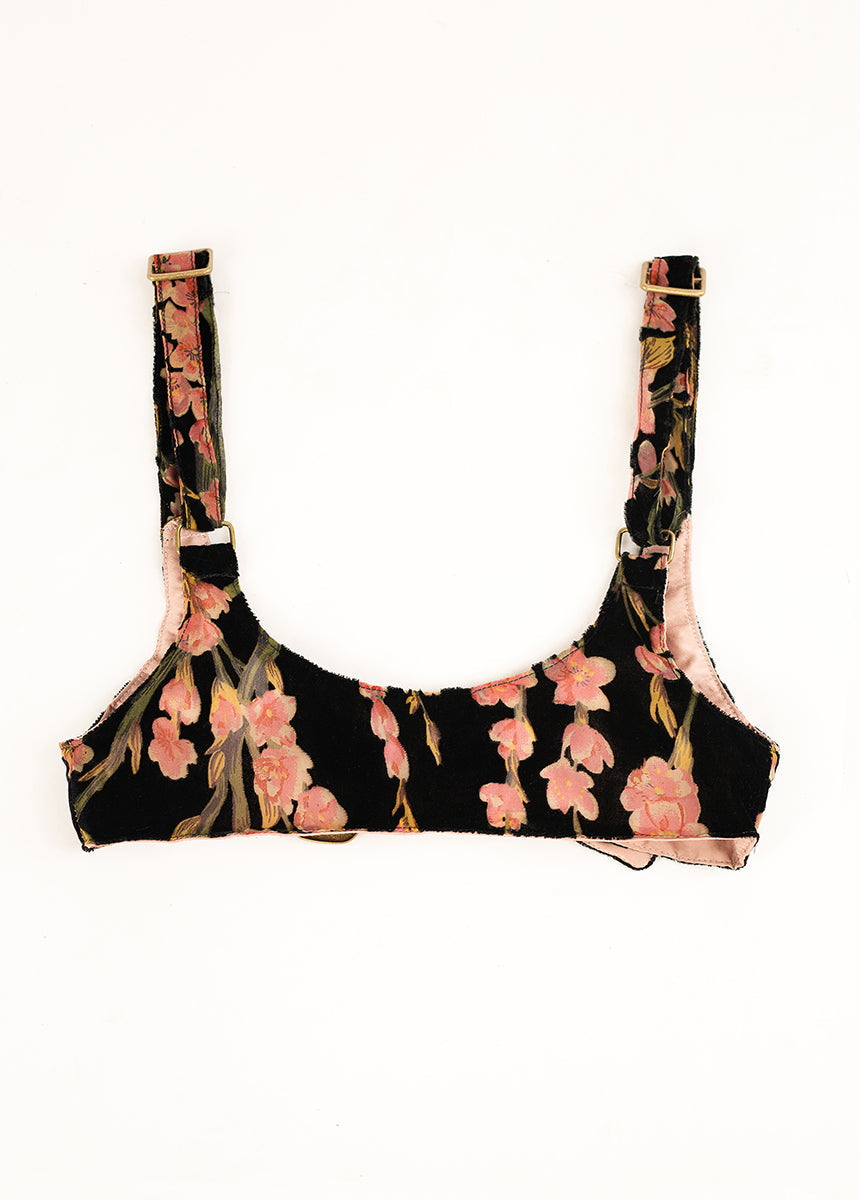 Tashia Harness in Black Floral Burnout