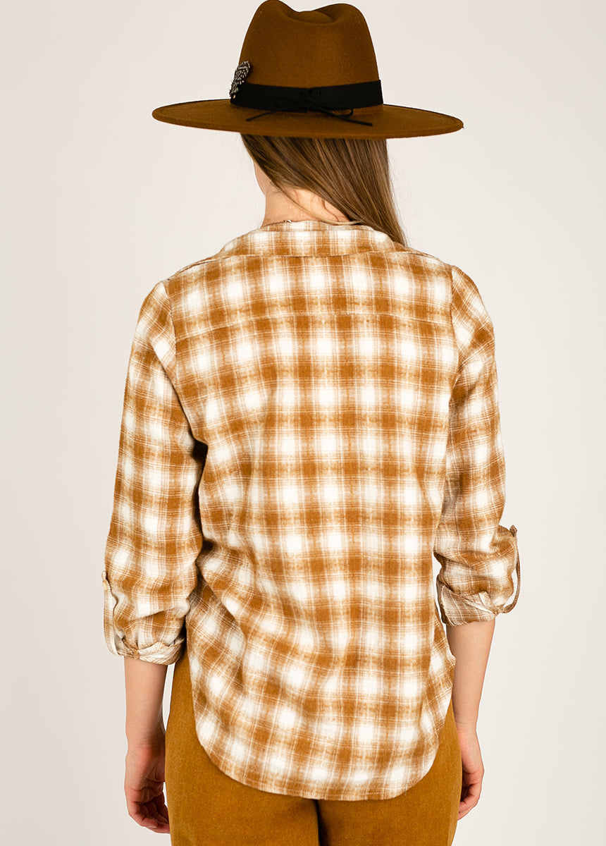 Taylah Top in Ochre Plaid