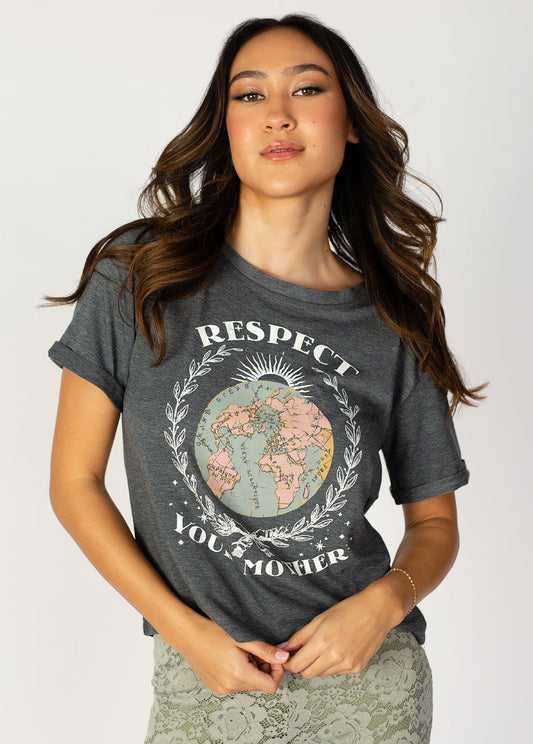 Respect Tee in Heather Slate