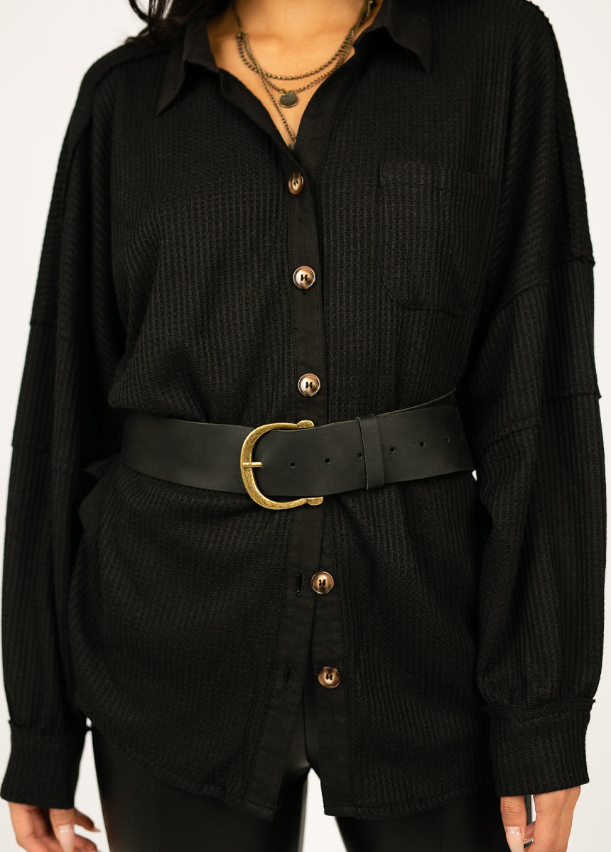 Zosi Leather Belt in Black