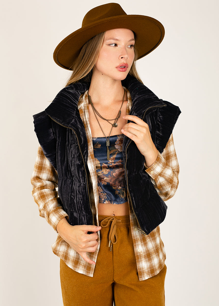 Taylah Top in Ochre Plaid