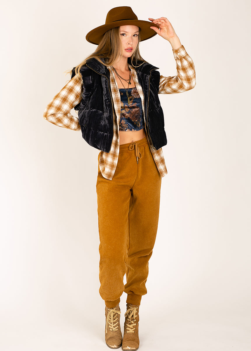 Taylah Top in Ochre Plaid