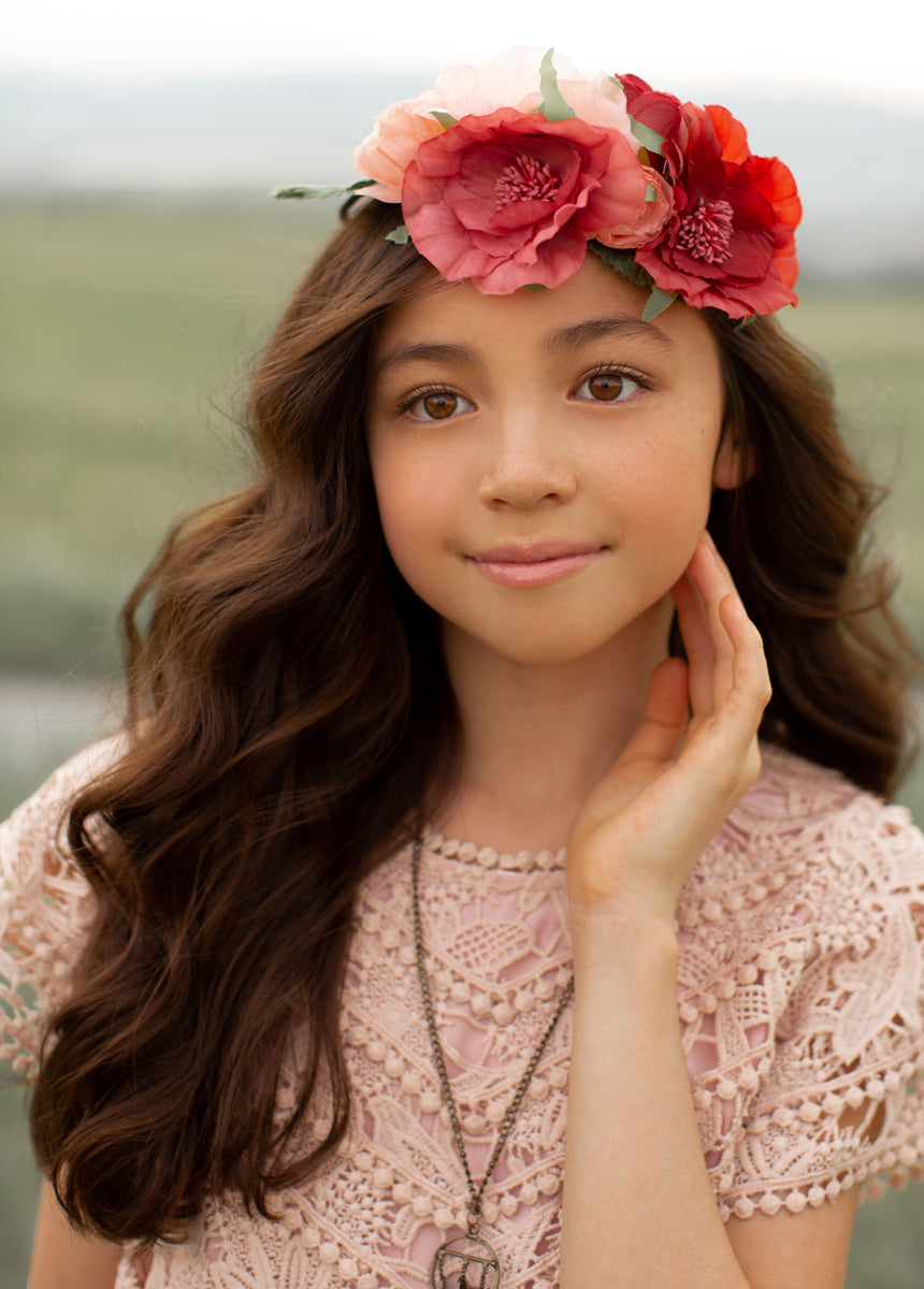 Orly Flower Crown in Dusty Pink