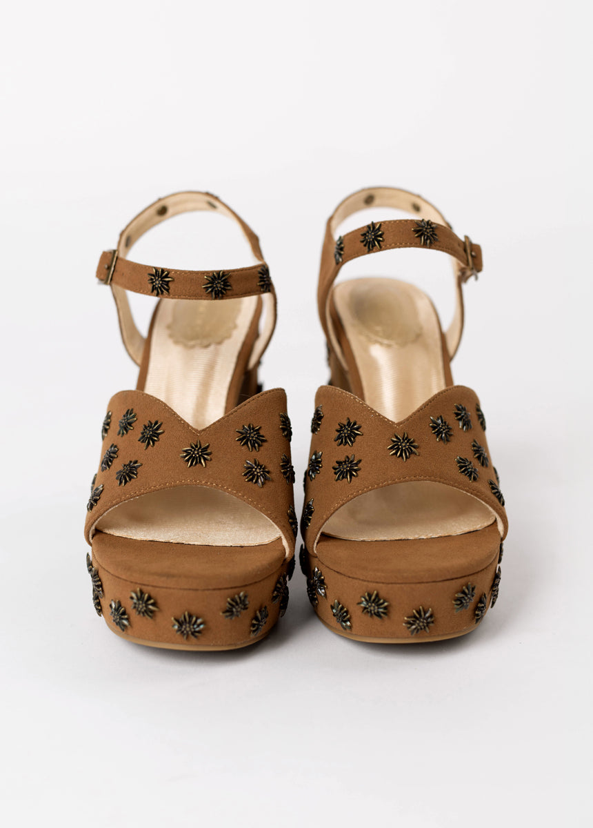 Valentine Platforms in Nutmeg Studded