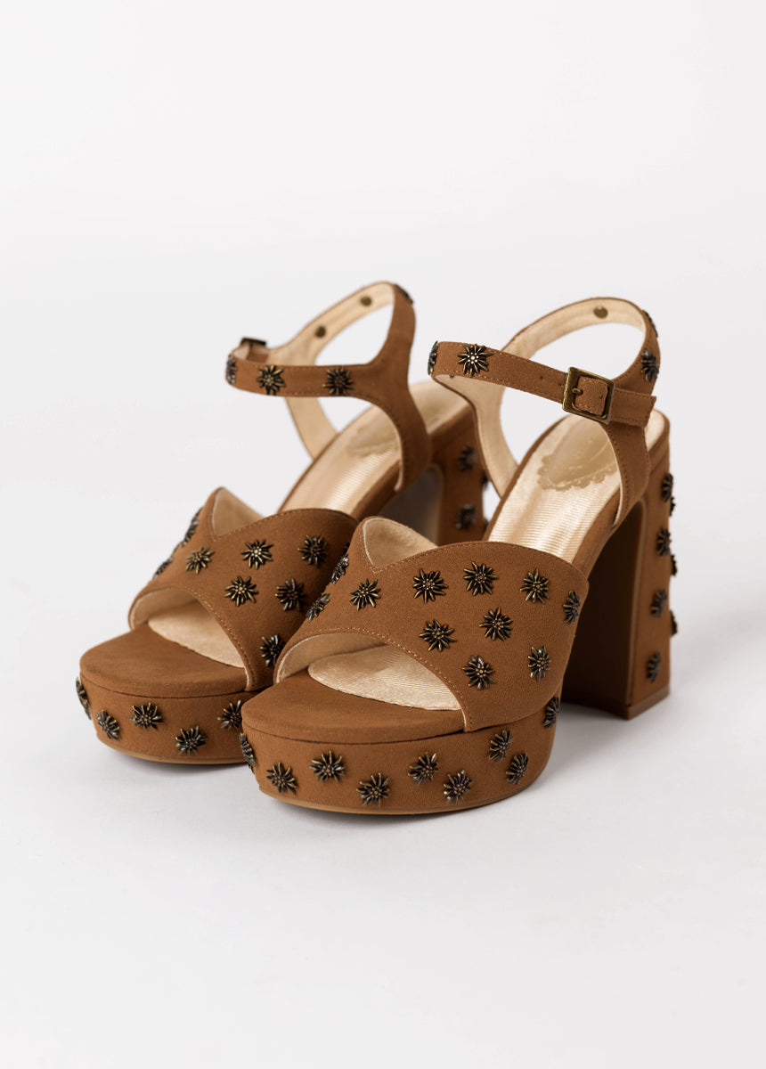 Valentine Platforms in Nutmeg Studded