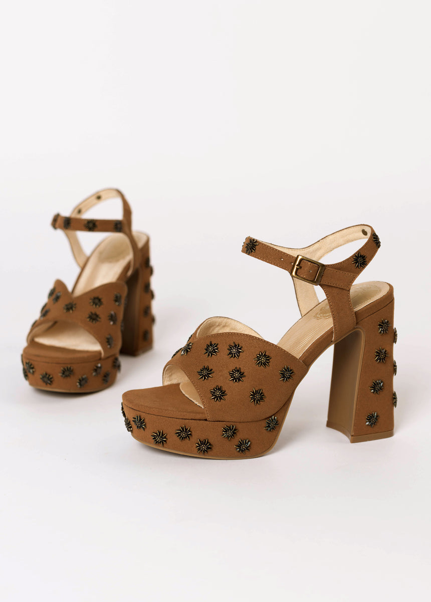 Valentine Platforms in Nutmeg Studded