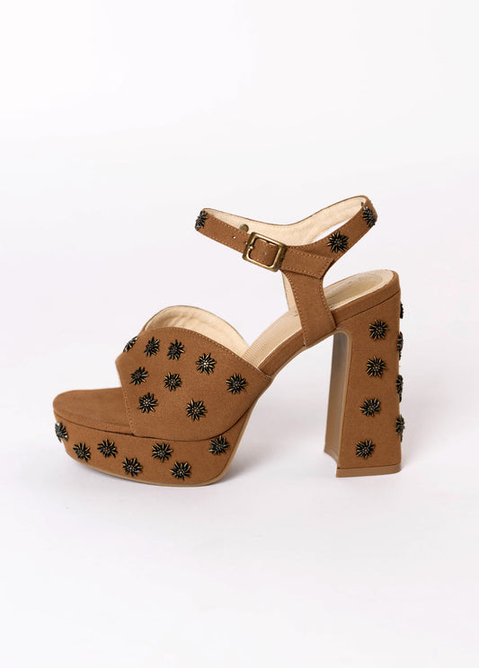 Valentine Platforms in Nutmeg Studded