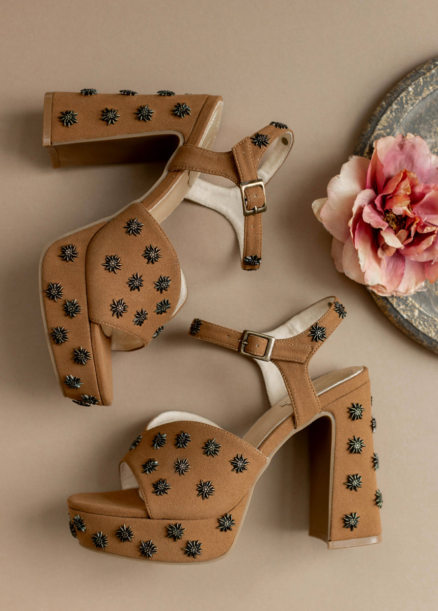 Valentine Platforms in Nutmeg Studded