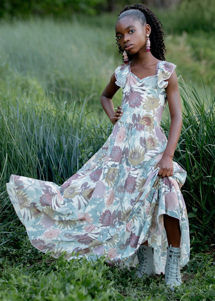 Varvara Dress in Ecru Floral