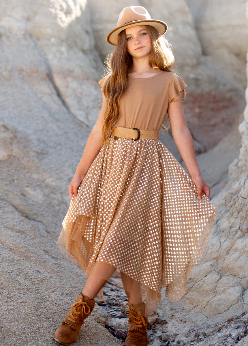 Tina Dress in Light Tan