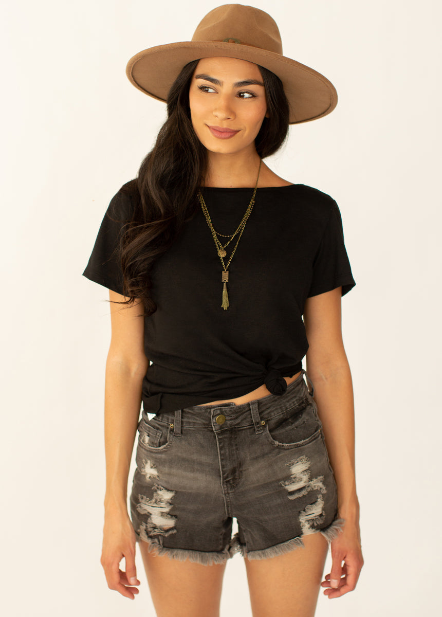 Markelle Shorts in Washed Black