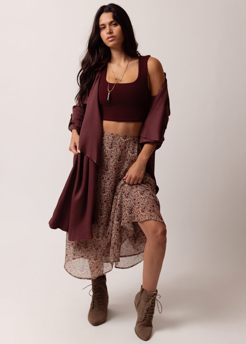 Sana Skirt in Vine Floral Print