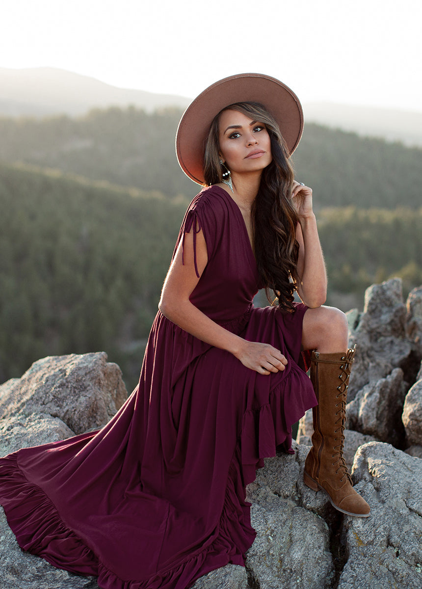 Giovanna Dress in Eggplant