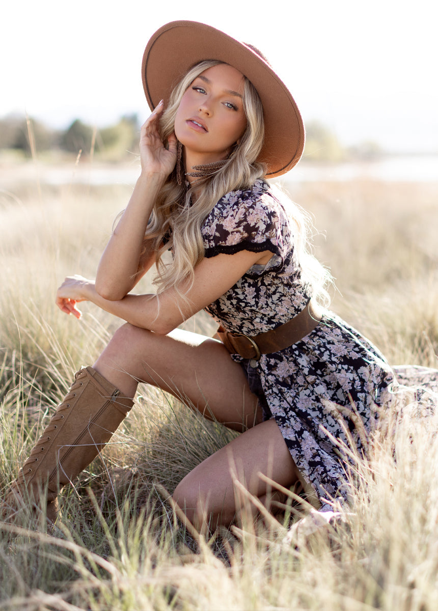 Yani Dress in Black Garden Floral