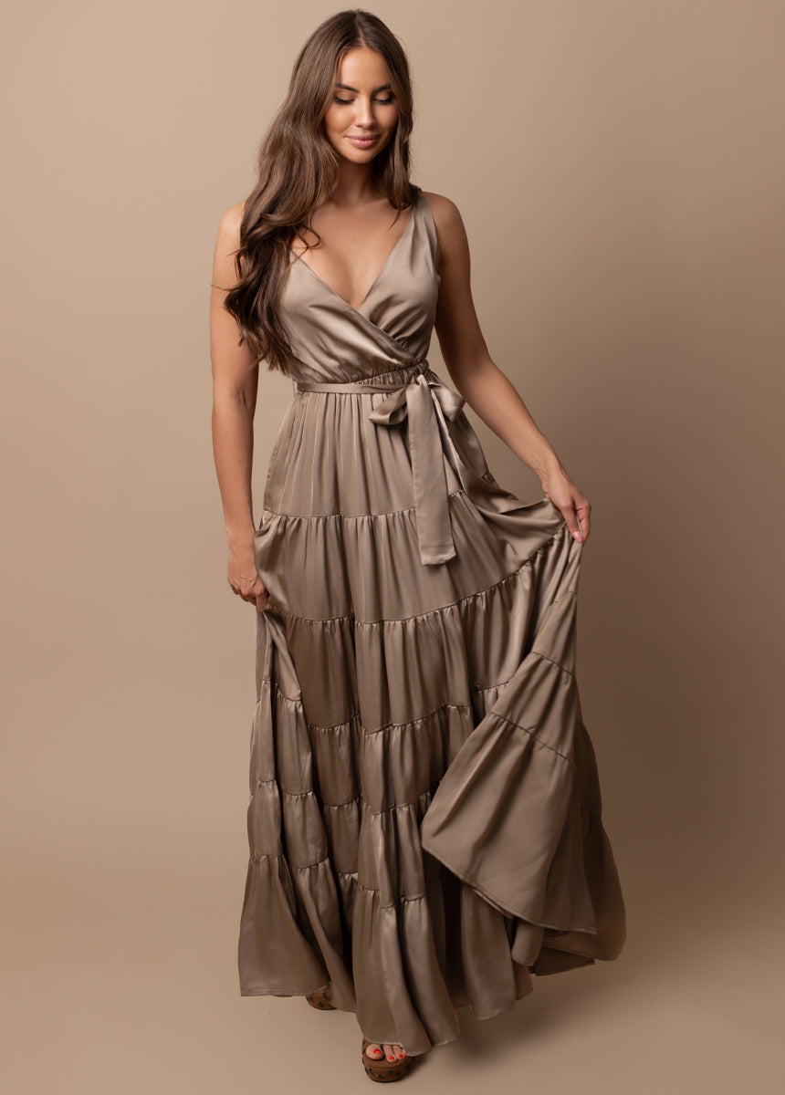 Zayla Dress in Light Taupe