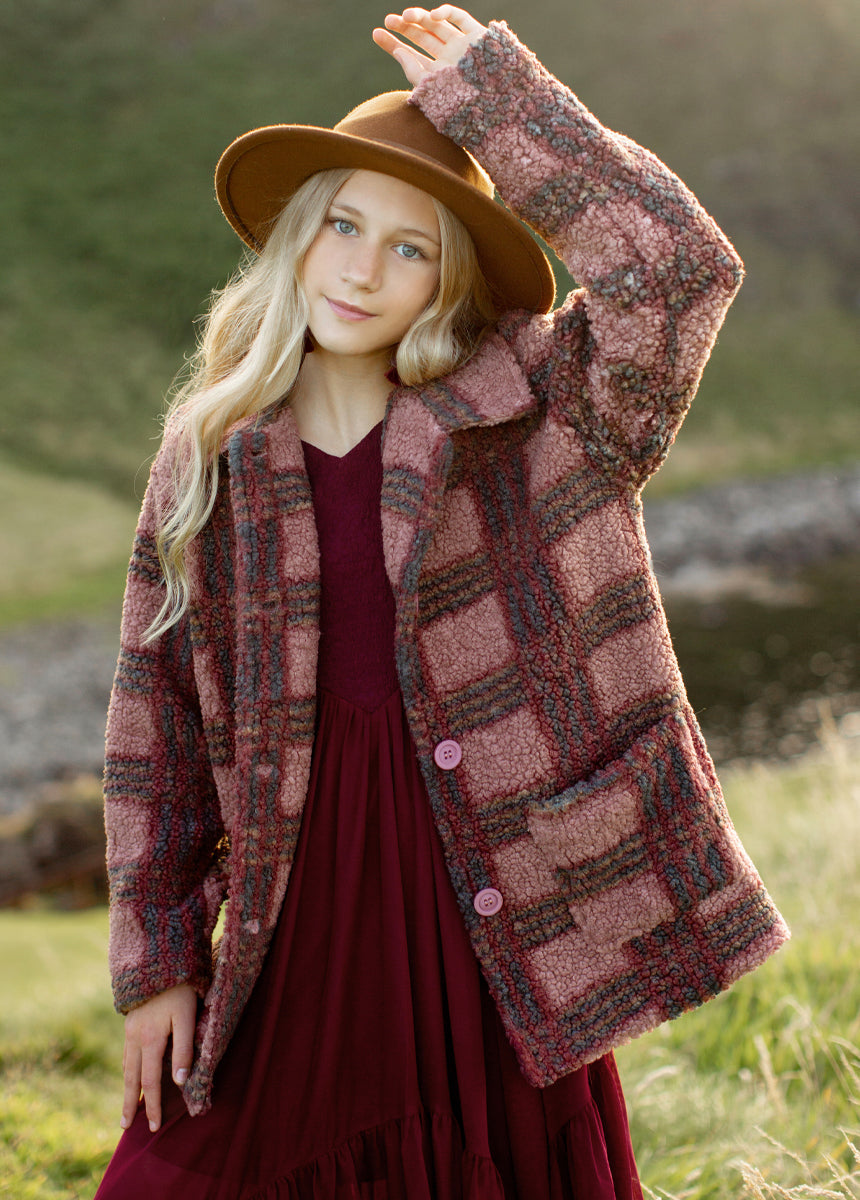 Gertrude Coat in Rose Plaid