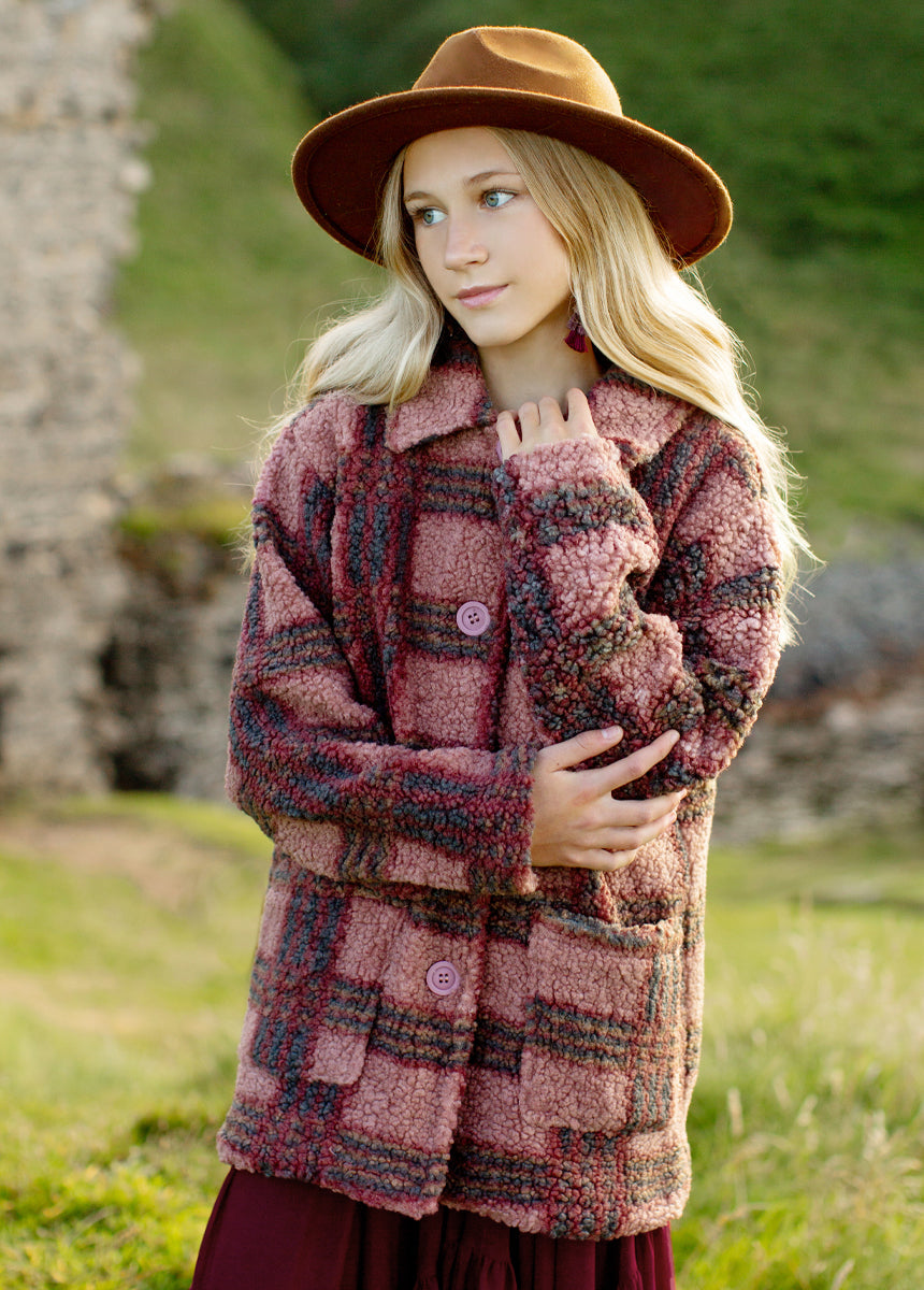 Gertrude Coat in Rose Plaid